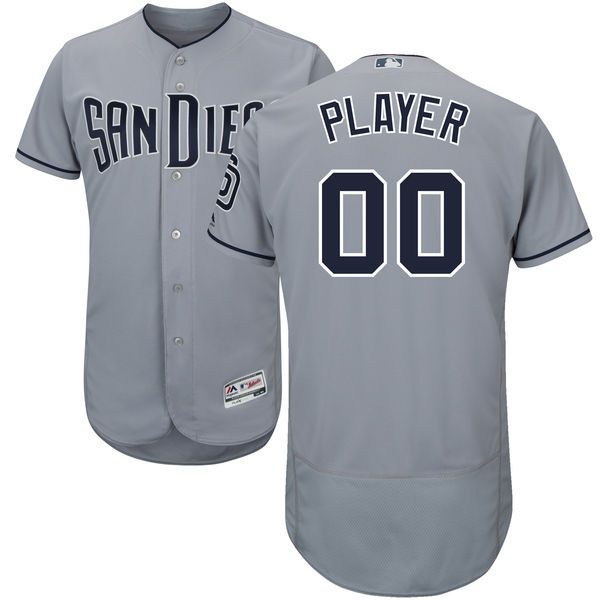 Men San Diego Padres Majestic Gray Road Flex Base Authentic Collection Custom MLB Jersey->customized mlb jersey->Custom Jersey